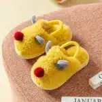Chaussures d'intérieur antidérapantes en coton pour garçons et filles, pantoufles chaudes molletonnées de cerf de noël de dessin animé pour la maison 9