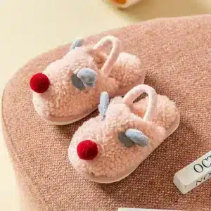 Chaussures d'intérieur antidérapantes en coton pour garçons et filles, pantoufles chaudes molletonnées de cerf de noël de dessin animé pour la maison 10