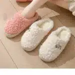 Pantoufles coordonnantes en coton pour femmes et hommes, peluche, chaud, décontracté, intérieur, maison, Parker, rond, moelleux, toboggans, automne, chien, dessin animé, chaussure souple, hiver 16