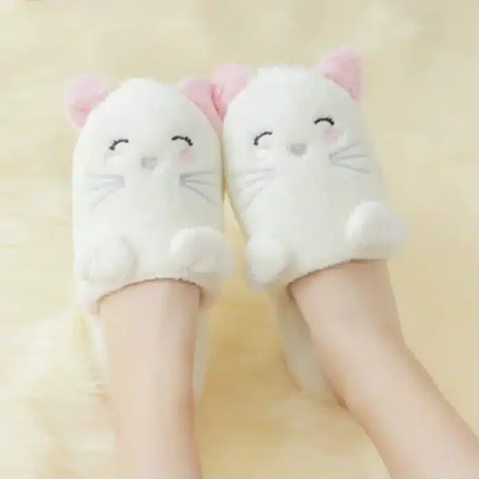 Pantoufles Chaton Blanc 1