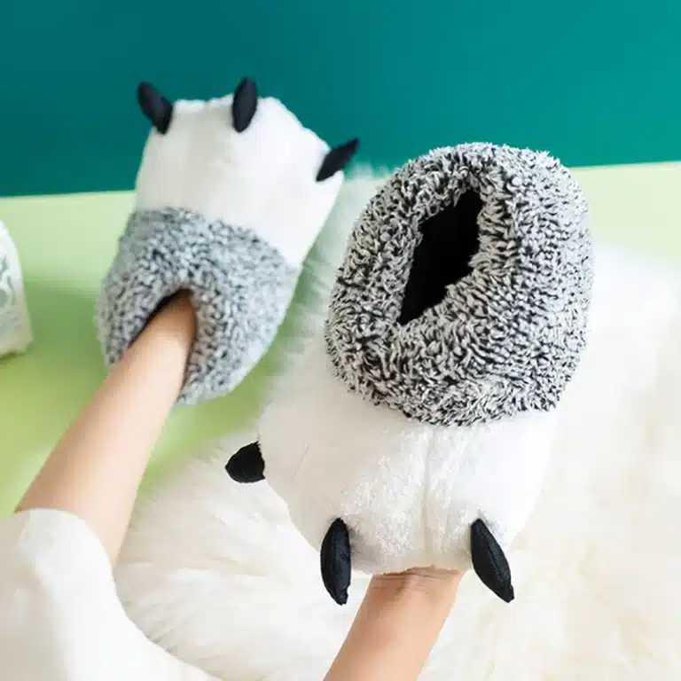 Chaussons Pattes D\'Animaux Gris 2