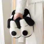 Chaussons Tête De Chien Noir Et Blanc 1