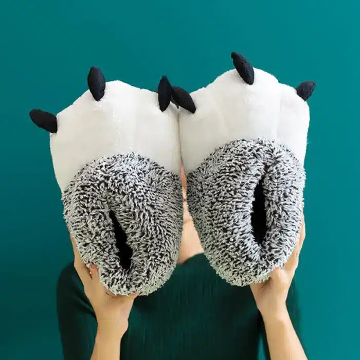 Chaussons Pattes D\'Animaux Gris 1