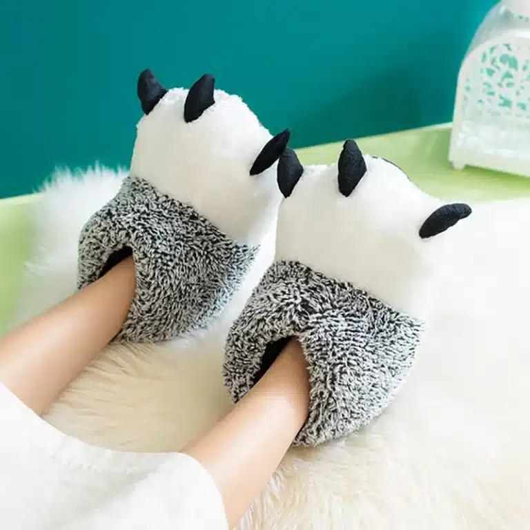 Chaussons Pattes D\'Animaux Gris 3