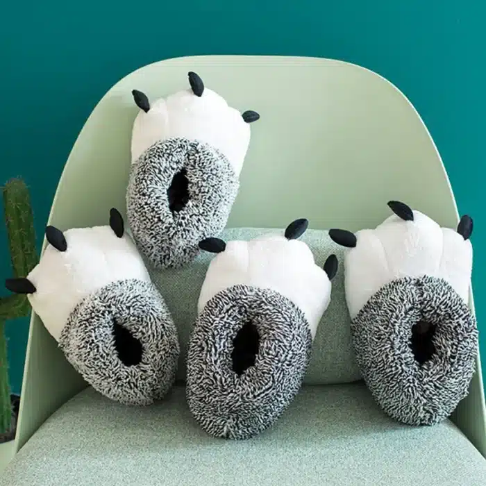 Chaussons Pattes D\'Animaux Gris 4