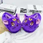 Sailor Moon-Pantoufles plates de chat de dessin animé mignon pour femmes, chaussures à enfiler pour femmes, chaussures chaudes pour femmes, douces et confortables, mode intérieure pour filles, hiver 2