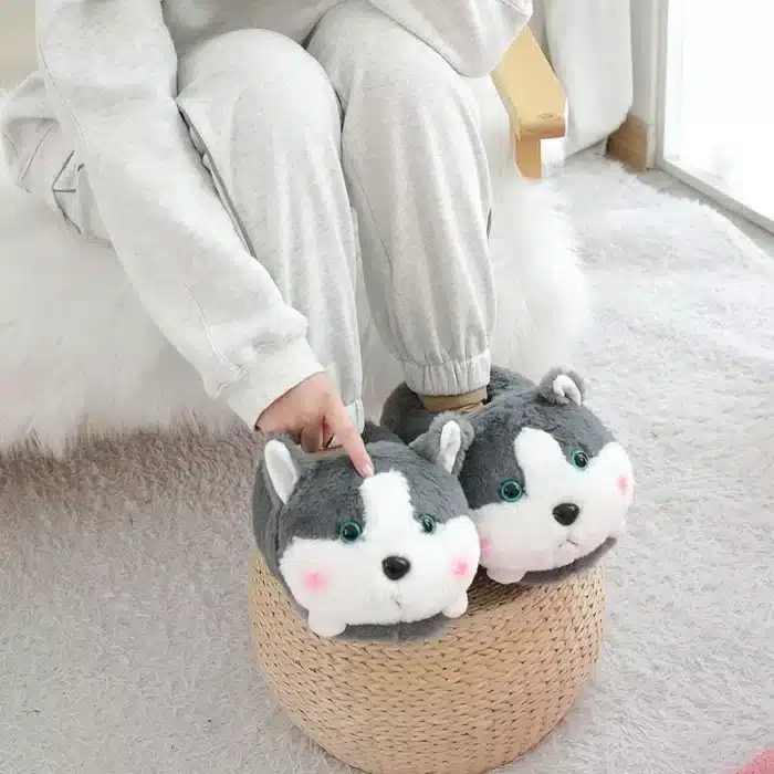 Pantoufles Peluche Husky 1