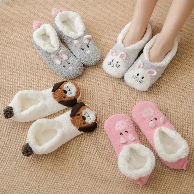 Chaussons Chaussettes Animaux Peluche 3
