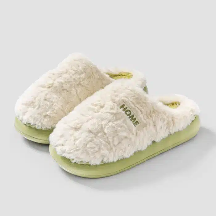 Pantoufle Fourrure Verte 1