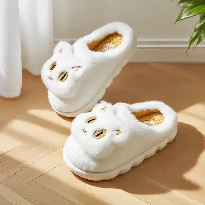 Chaussons Chat Blanc 3