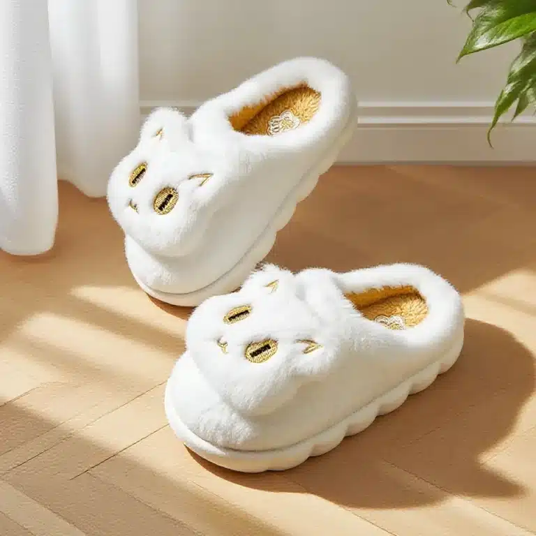 Chaussons Chat Blanc 3