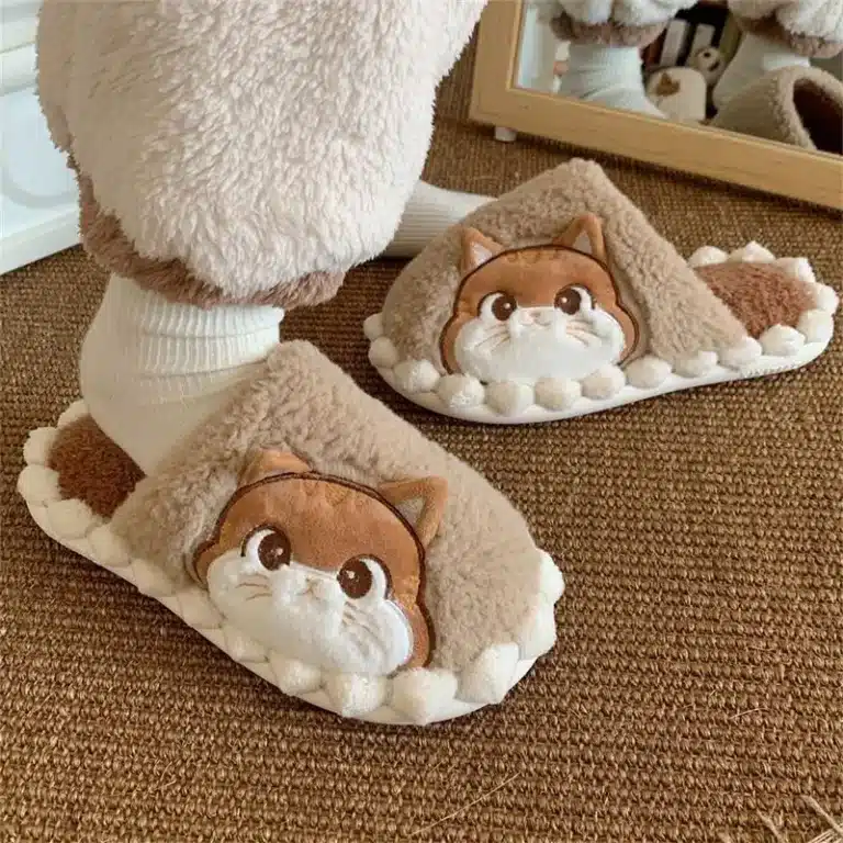 Pantoufles Chat Marron 2