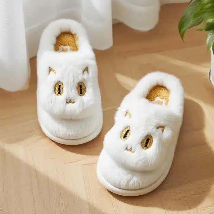 Chaussons Chat Blanc 2