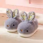 Pantoufles Lapin Gris Enfant 1