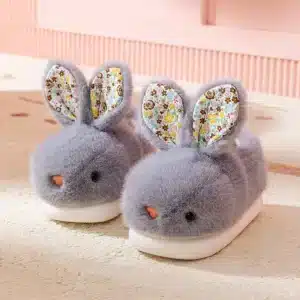 Pantoufles Lapin Gris Enfant 1