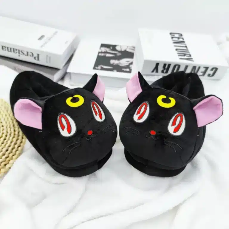 Sailor Moon-Pantoufles plates de chat de dessin animé mignon pour femmes, chaussures à enfiler pour femmes, chaussures chaudes pour femmes, douces et confortables, mode intérieure pour filles, hiver 5