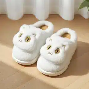 Chaussons Chat Blanc 1