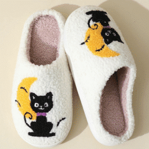 Pantoufles Chat Noir Lune