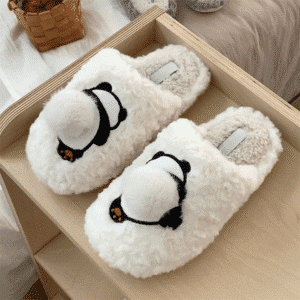 Chaussons Panda Pompon