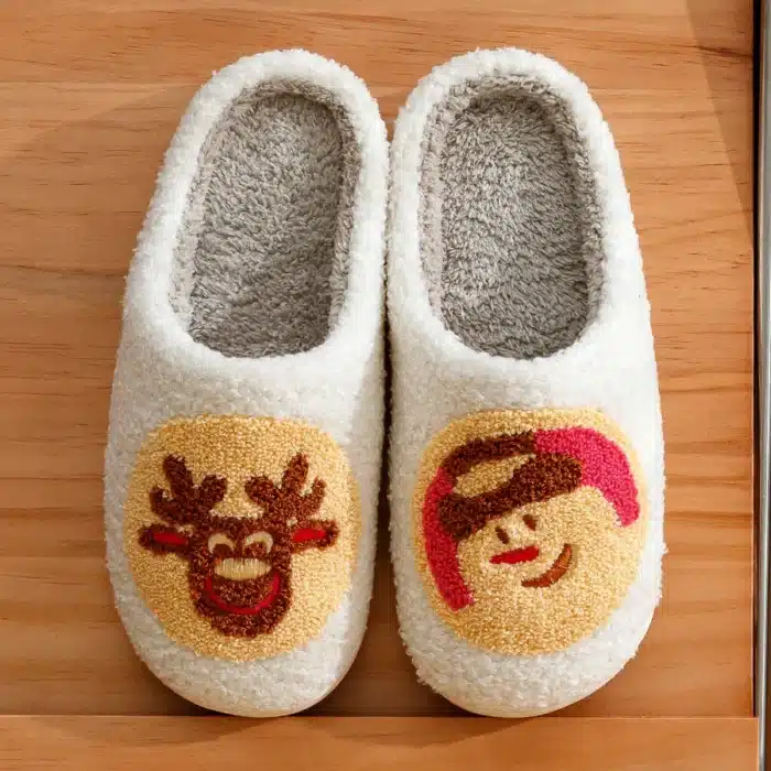 Chaussons Renne Et Bonhomme De Neige 1
