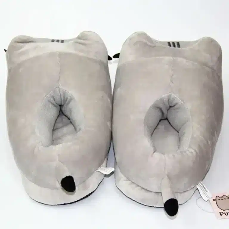 Chausson Chat Gris Kawaii Fermé 4