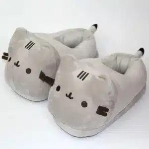 Chausson Chat Gris Kawaii Fermé 1