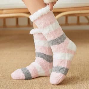 Chausson Chaussette Rose Gris Et Blanc