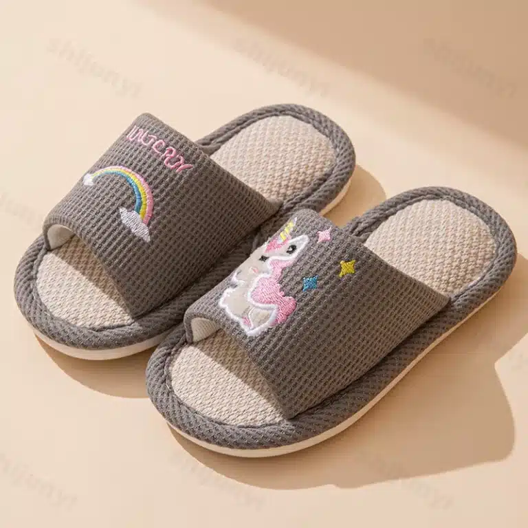 Chaussons Licorne Claquettes Lin 4