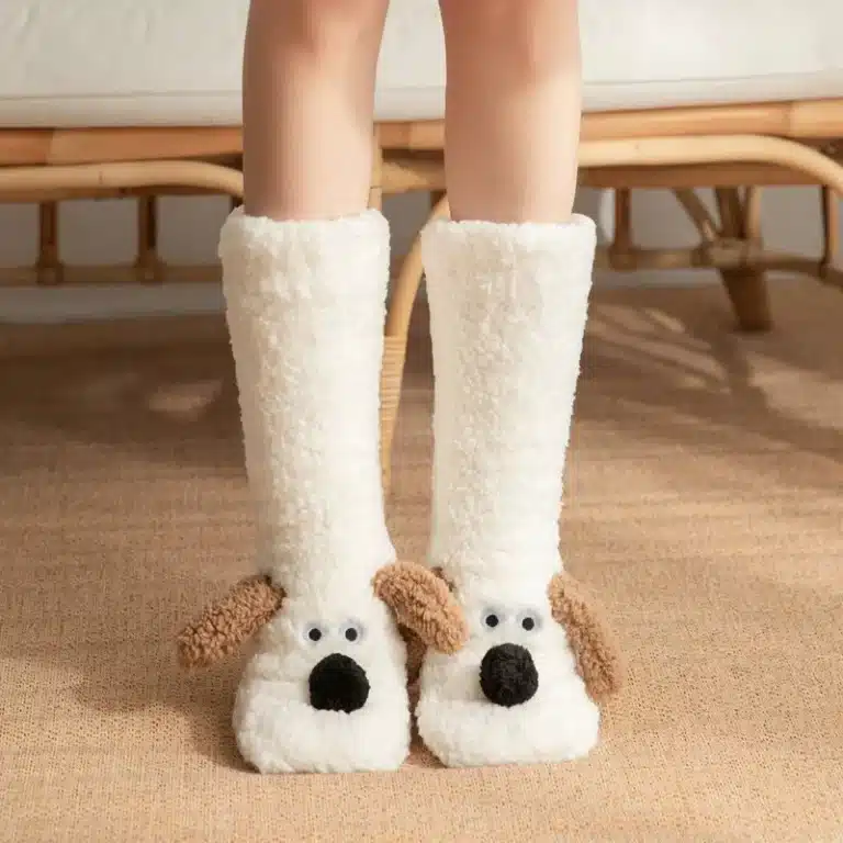 Chaussons Chaussettes Tête De Chien 2