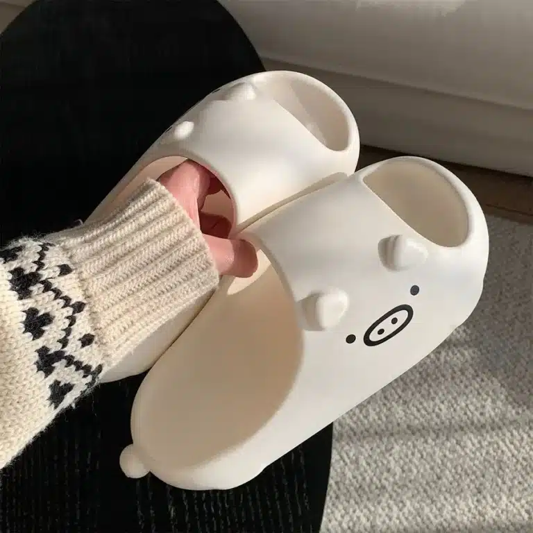 Claquettes Cochon Mignon Noir Et Blanc 3