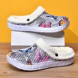 Chaussons Sabots Fourrés Papillons 1