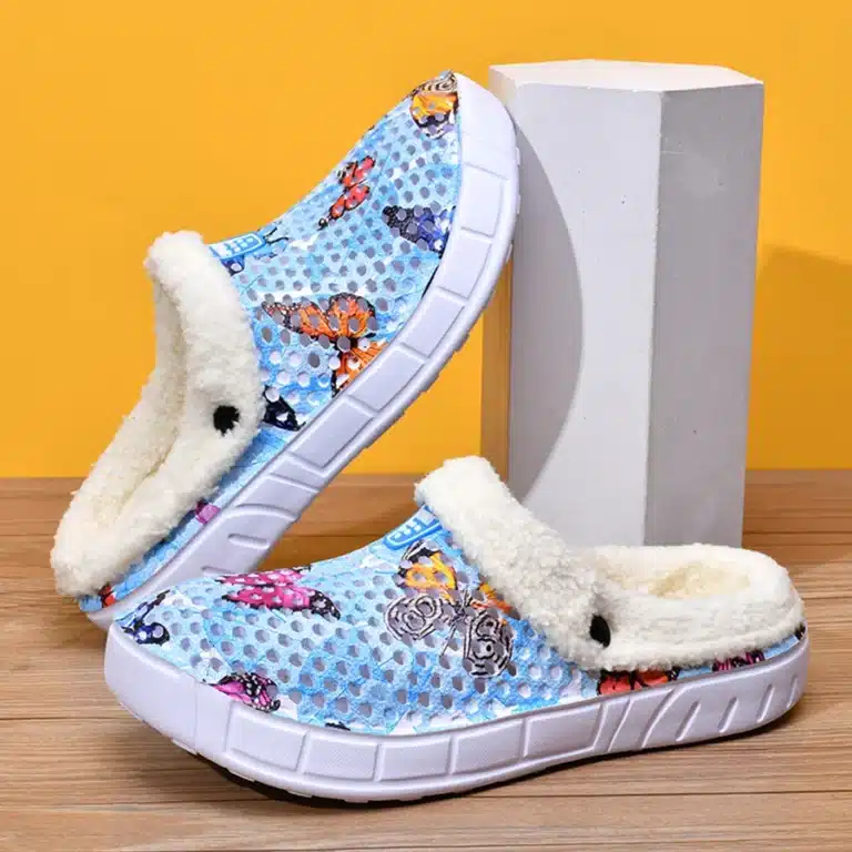 Chaussons Sabots Fourrés Papillons 3