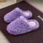Chaussons Poilus Multicolores Pour Femme 1
