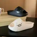 Claquettes Cochon Mignon Noir Et Blanc 2