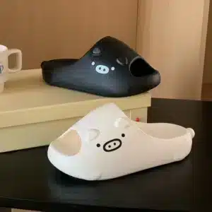 Claquettes Cochon Mignon Noir Et Blanc 2