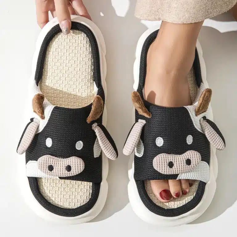 Chaussons Eté Vache En Lin Mignonne 3