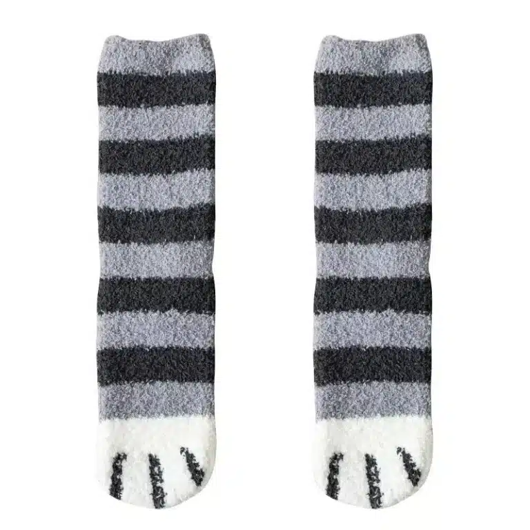 Chaussons Chaussettes Rayées Pattes D'Animaux 2