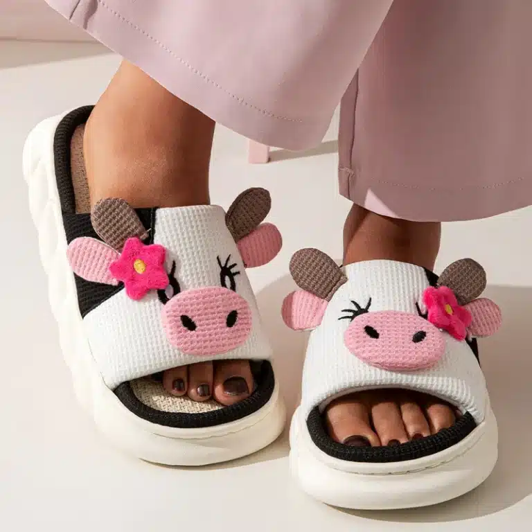 Chaussons Eté Vache En Lin Fleur 1