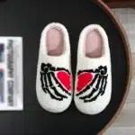 Pantoufles Halloween Squelette Coeur 1