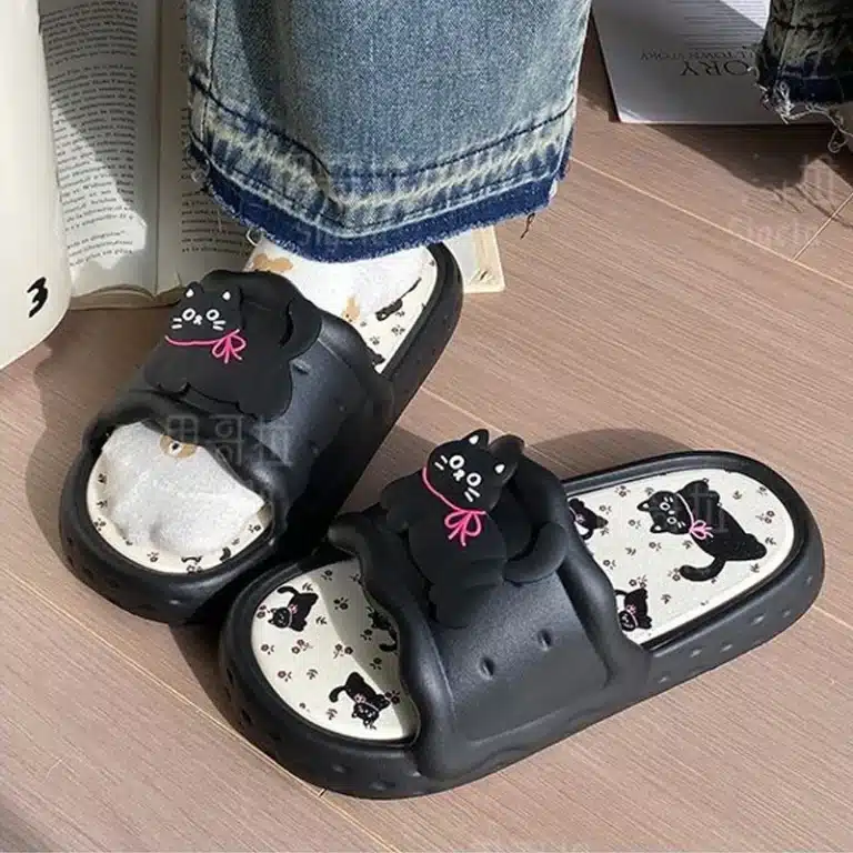 Claquettes Chat Noir Semelle Epaisse 2
