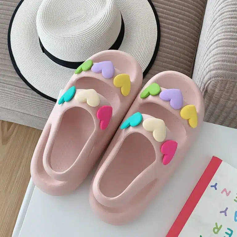 Claquettes Double Bride Avec Coeurs 2