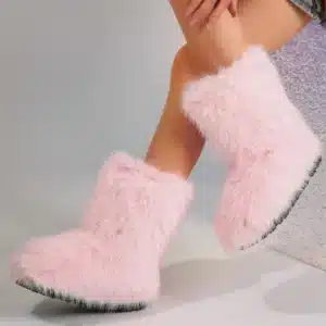 Chaussons Bottes Hautes Fausse Fourrure 1