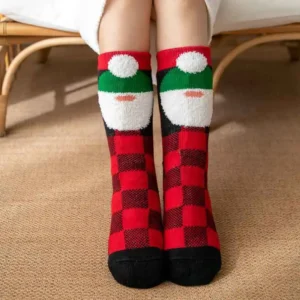 Chaussons Chaussettes Noël A Carreaux 1