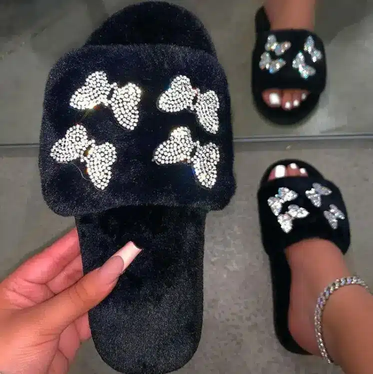 Chaussons Fourrés Papillons Brillants 3