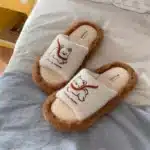 Pantoufles Femme Fourrées Antidérapantes Chien 3