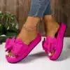 Claquettes Compensées Élégantes Gros Noeud 1