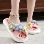 Pantoufles Croisées Avec Fleurs 1