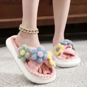 Pantoufles Croisées Avec Fleurs 1