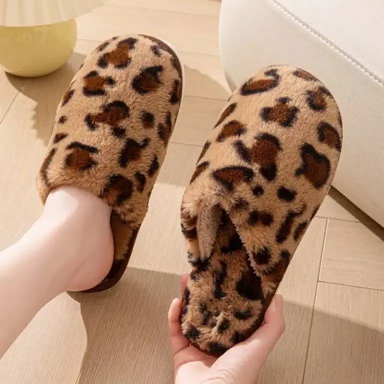 Chaussons Léopard Semelle Epaisse Femme 2