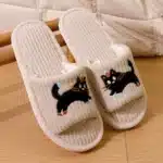 Claquettes Brodées Chat Noir 2